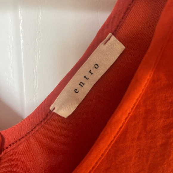 Orange Ruffle Sleeveless Entro Dress Size Large - Picture 2 of 6